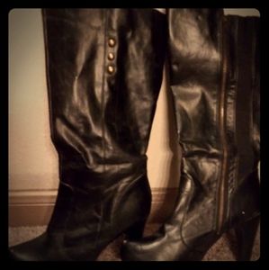 Platform Wide Leg heeled boots